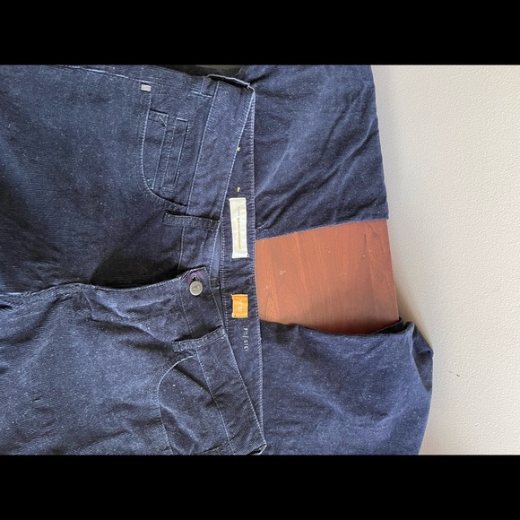 Pilcro and the Letterpress Navy Blue Stretch Corduroy Flare Leg Pants - Picture 6 of 7